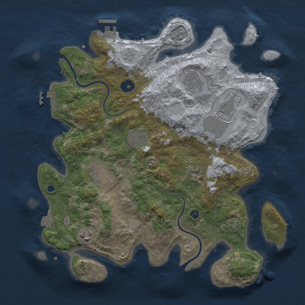Rust Map: Procedural Map, Size: 3500, Seed: 977308624, 13 Monuments