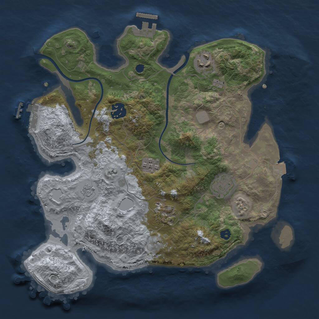 Rust Map: Procedural Map, Size: 3000, Seed: 9425763, 9 Monuments