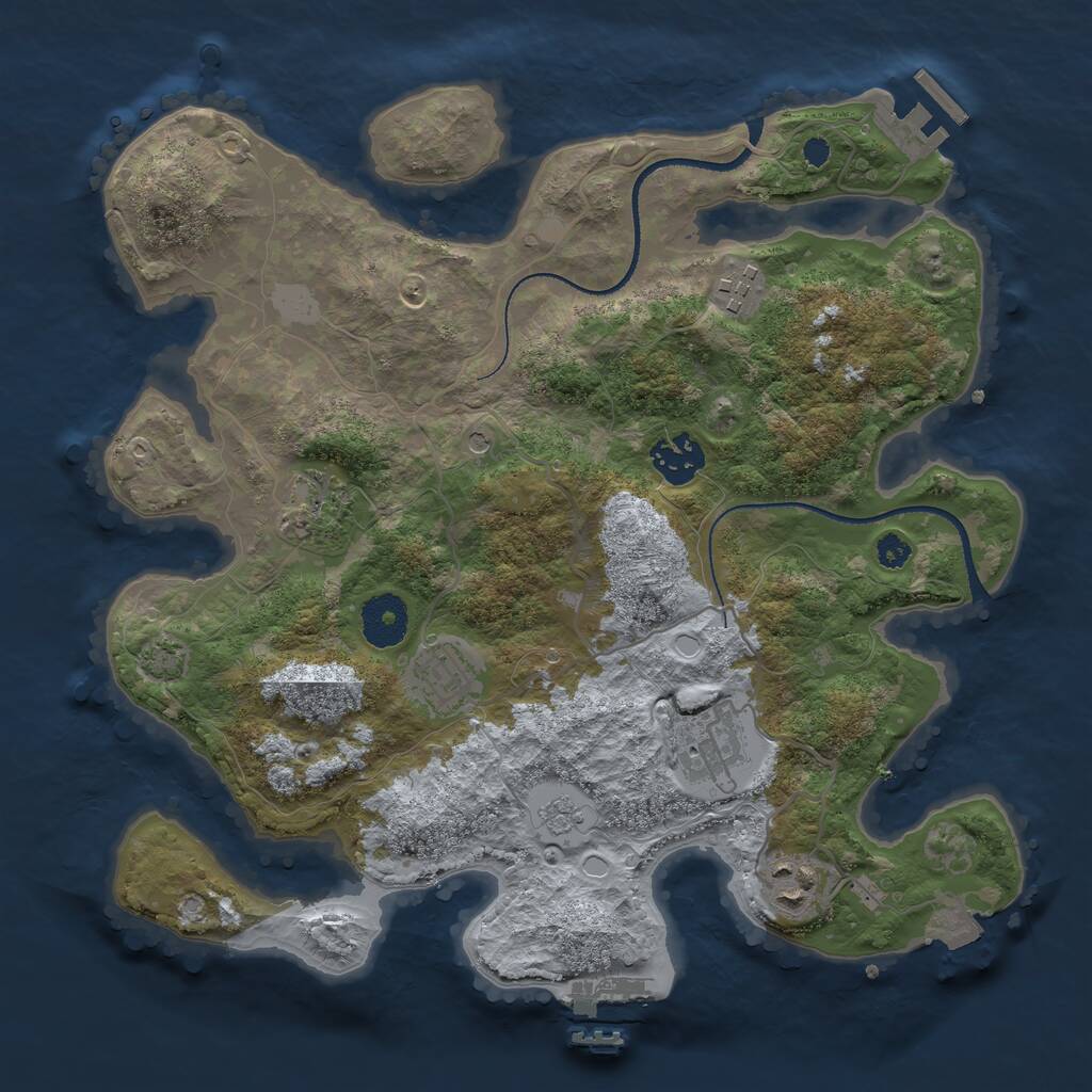 Rust Map: Procedural Map, Size: 3250, Seed: 225430016, 12 Monuments
