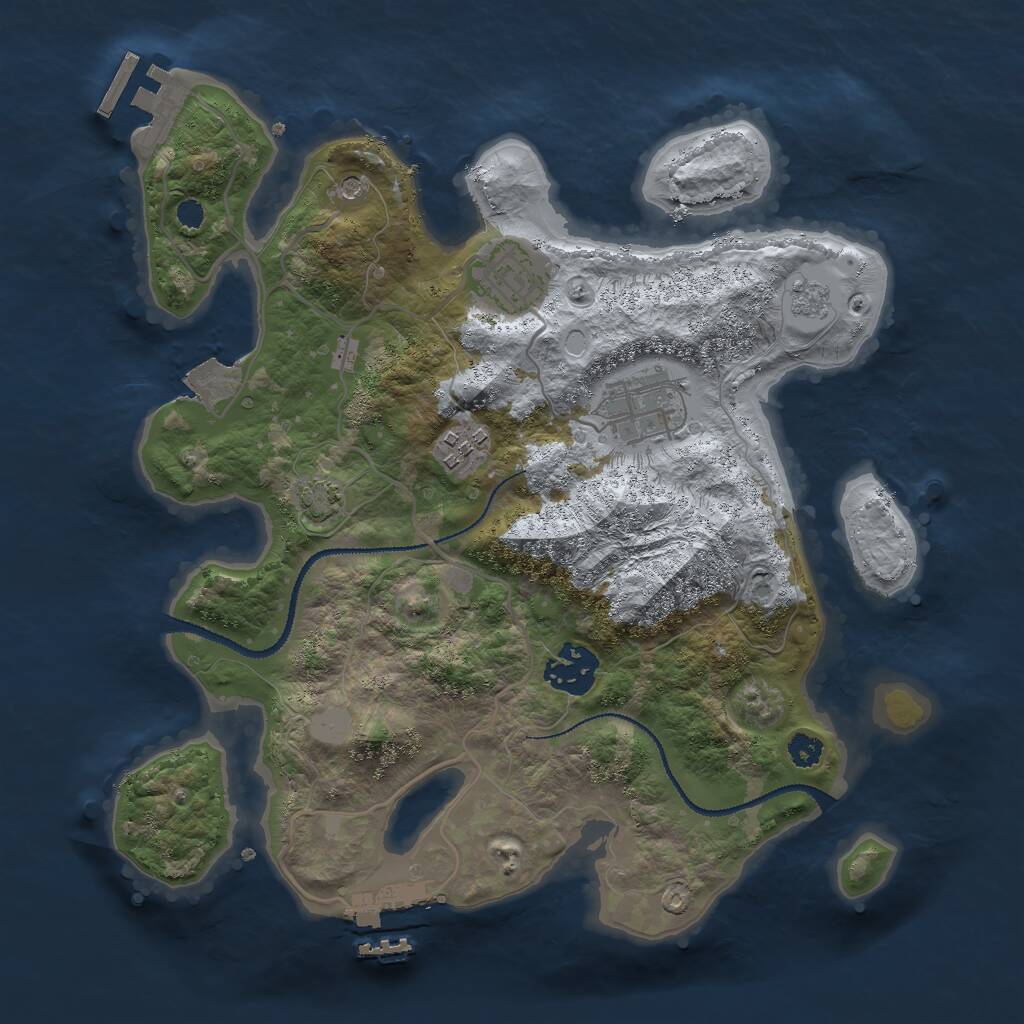 Rust Map: Procedural Map, Size: 3000, Seed: 99198, 10 Monuments