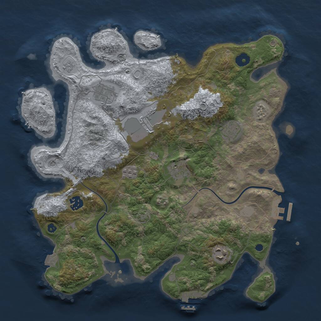 Rust Map: Procedural Map, Size: 3500, Seed: 213920234, 13 Monuments