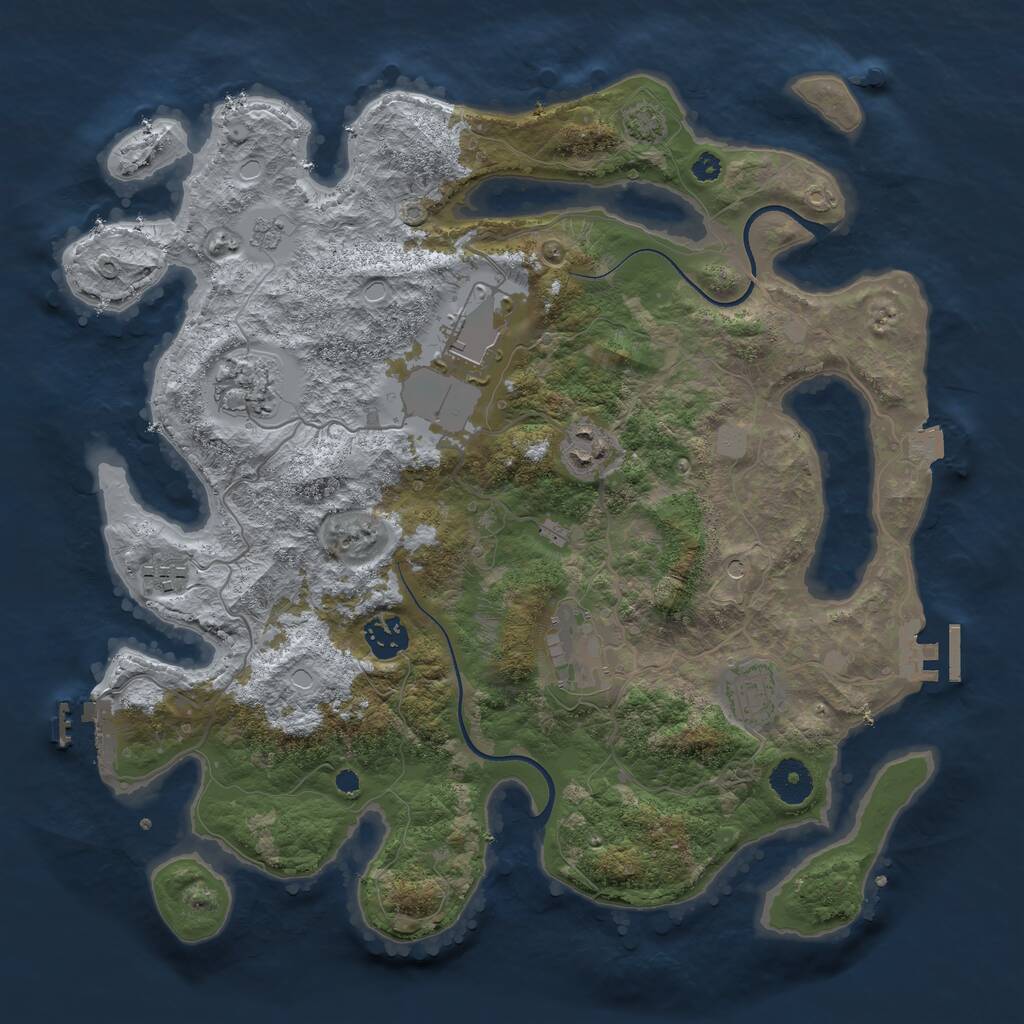 Rust Map: Procedural Map, Size: 3600, Seed: 2115748805, 13 Monuments