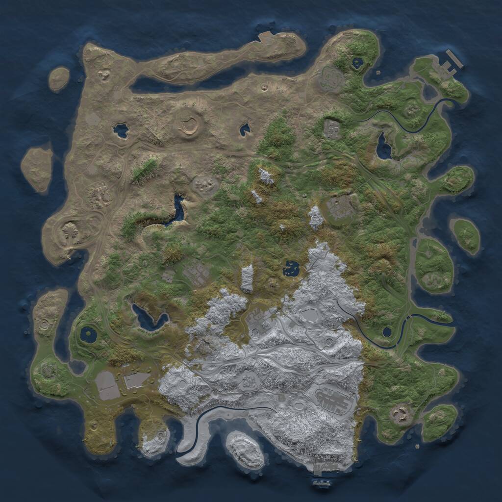 Rust Map: Procedural Map, Size: 4500, Seed: 1583943100, 17 Monuments