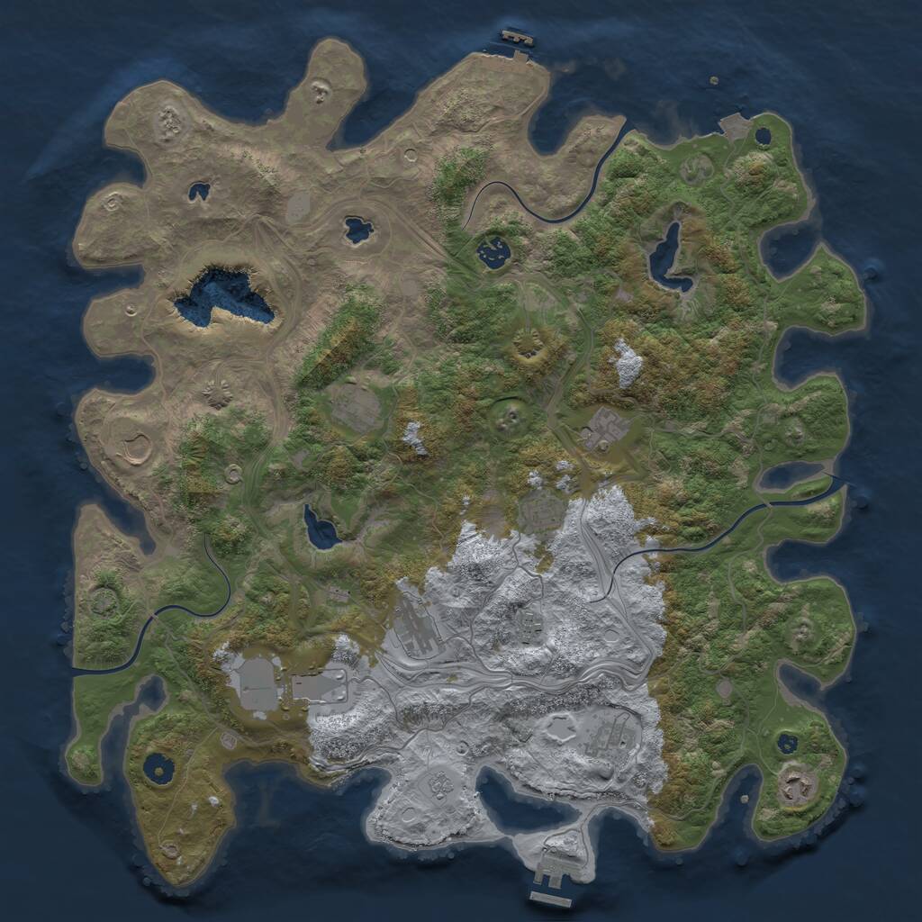 Rust Map: Procedural Map, Size: 4500, Seed: 1833205144, 16 Monuments