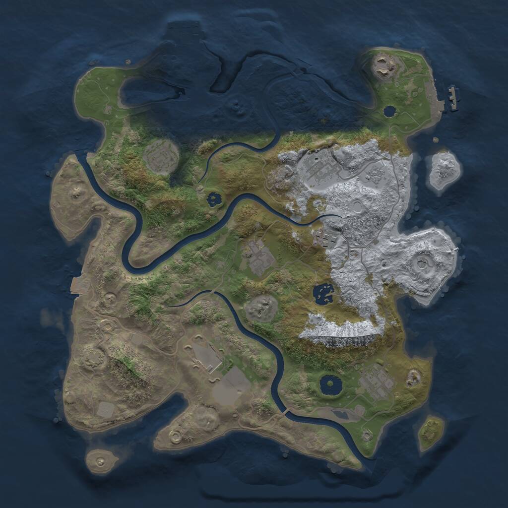 Rust Map: Procedural Map, Size: 3500, Seed: 1868501953, 14 Monuments