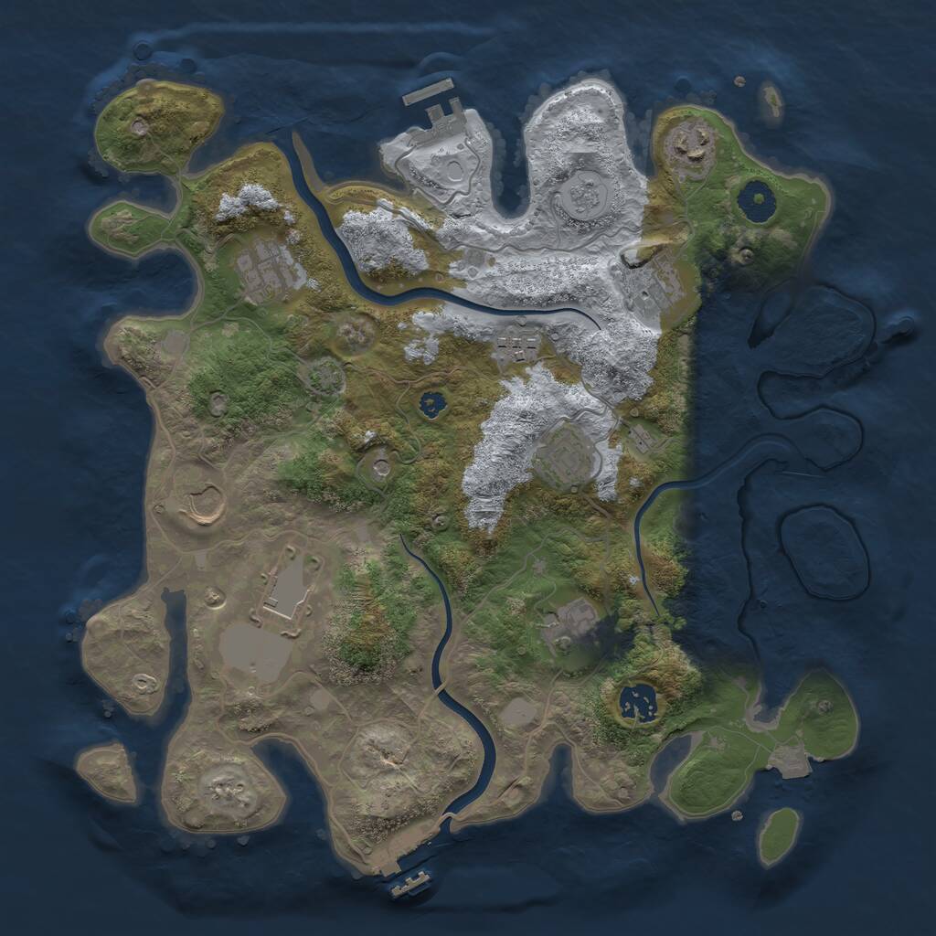 Rust Map: Procedural Map, Size: 3600, Seed: 63341, 15 Monuments