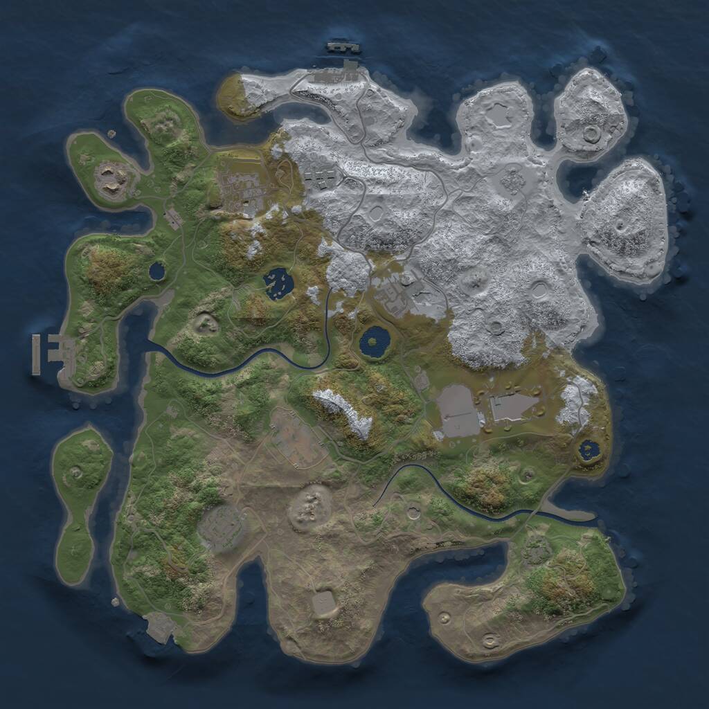Rust Map: Procedural Map, Size: 3500, Seed: 689808124, 14 Monuments