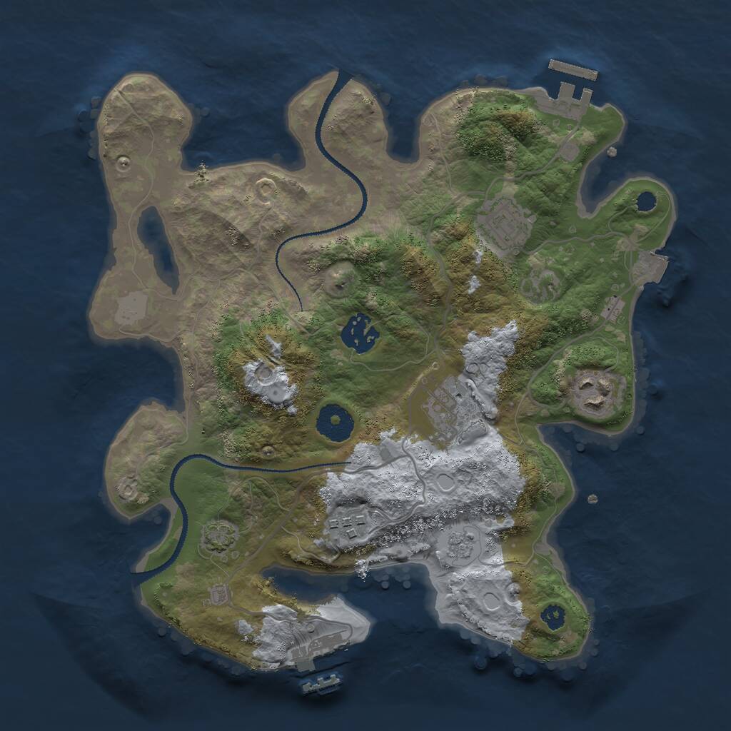 Rust Map: Procedural Map, Size: 3000, Seed: 293789365, 10 Monuments