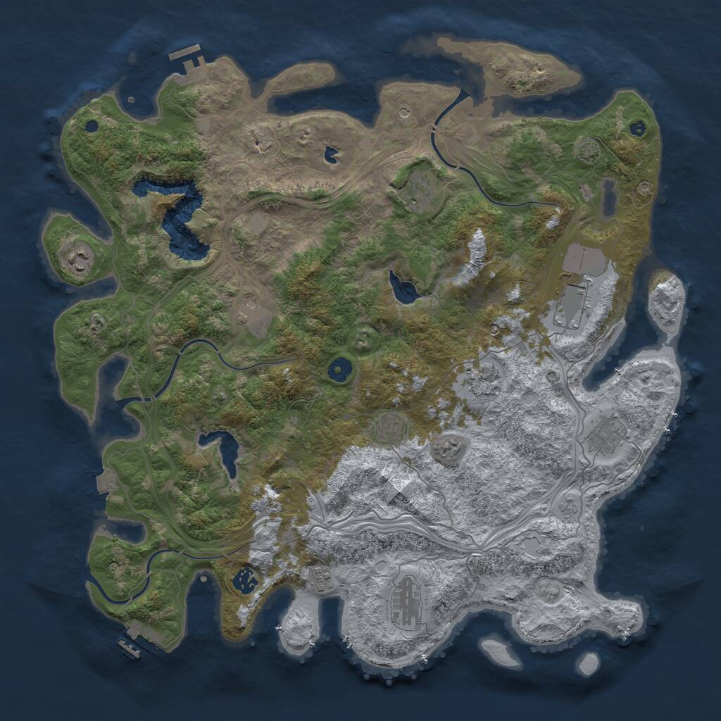 Rust Map: Procedural Map, Size: 4500, Seed: 1148297537, 16 Monuments