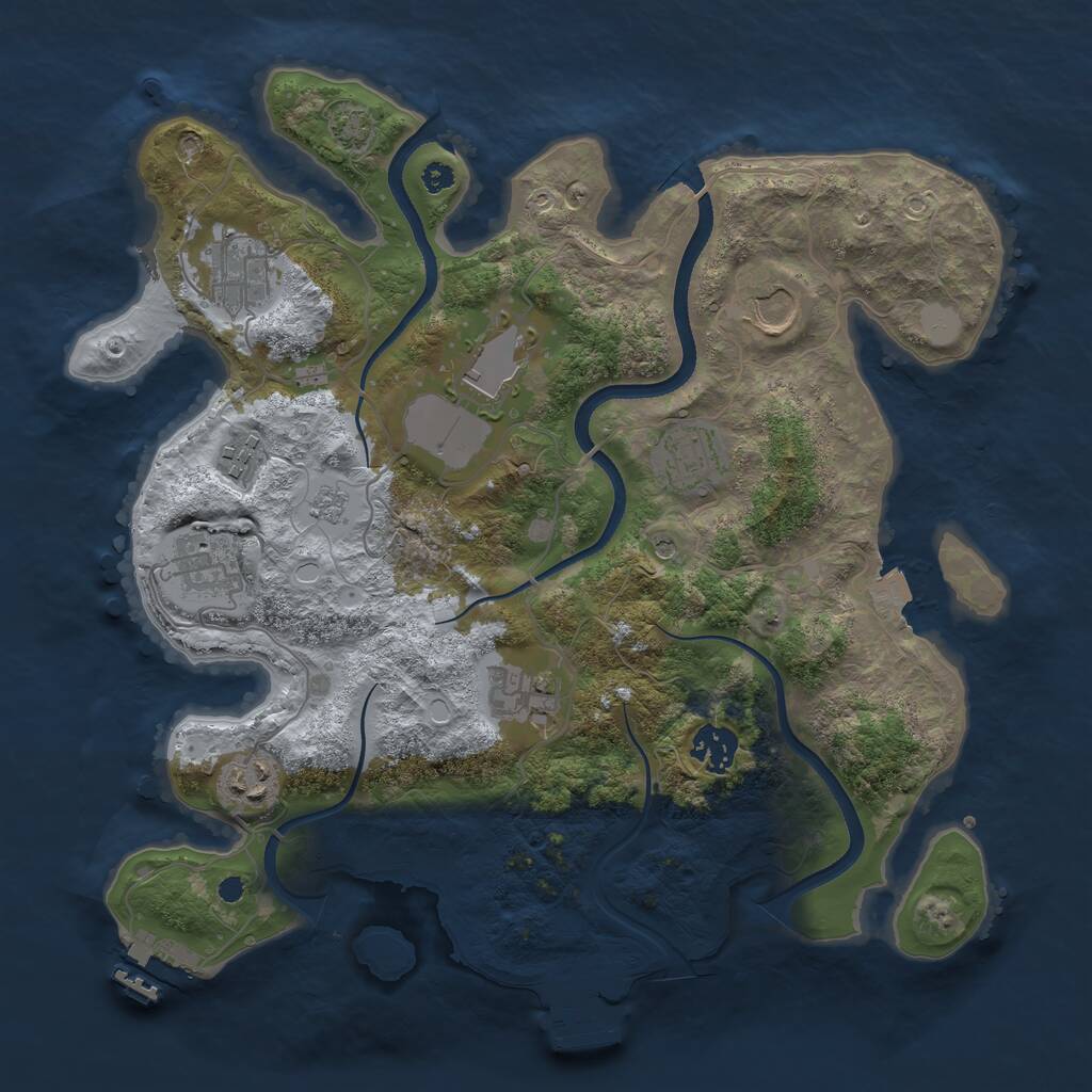 Rust Map: Procedural Map, Size: 3500, Seed: 958869304, 15 Monuments