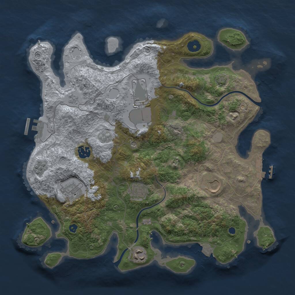 Rust Map: Procedural Map, Size: 3500, Seed: 280358504, 13 Monuments