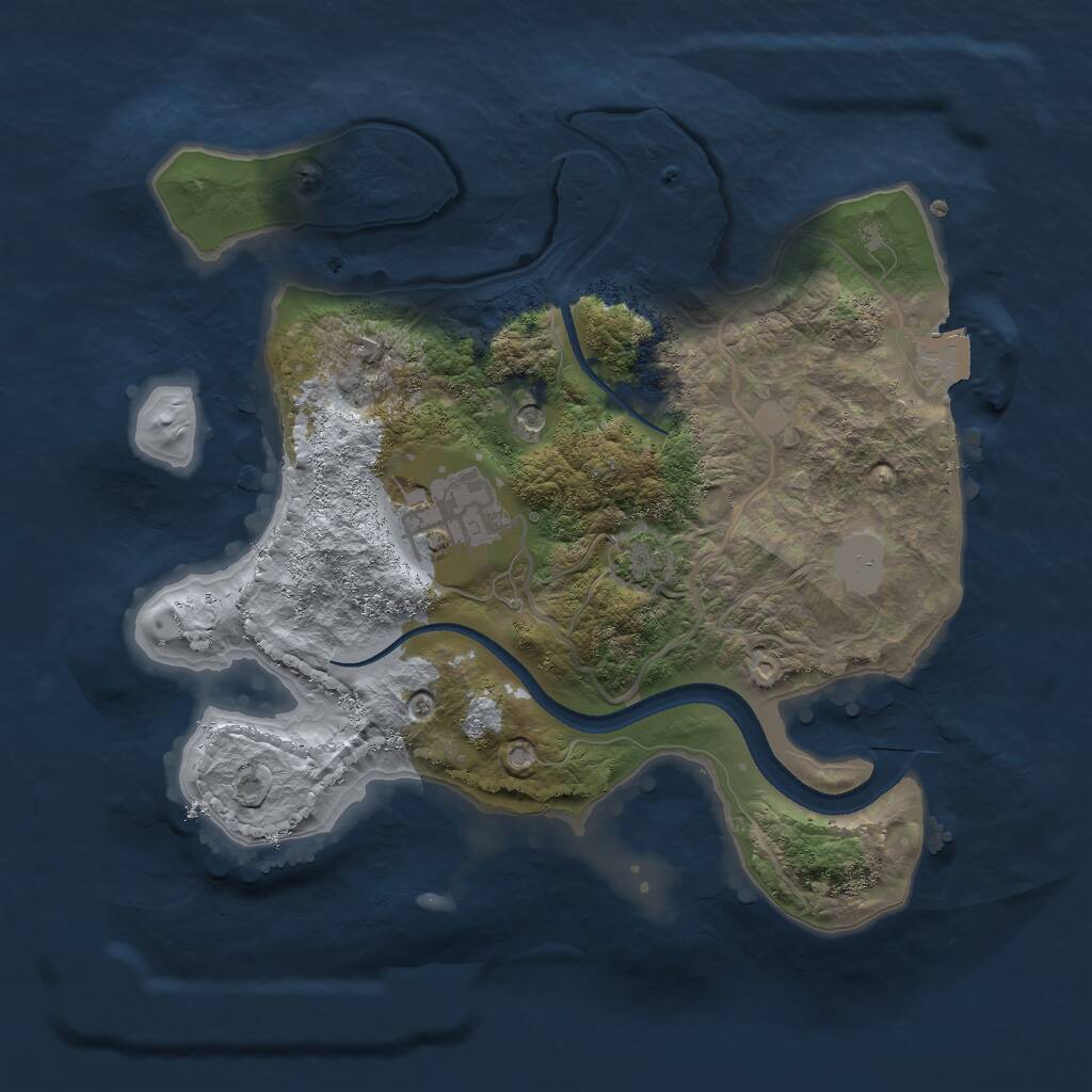 Rust Map: Procedural Map, Size: 2500, Seed: 85715, 4 Monuments