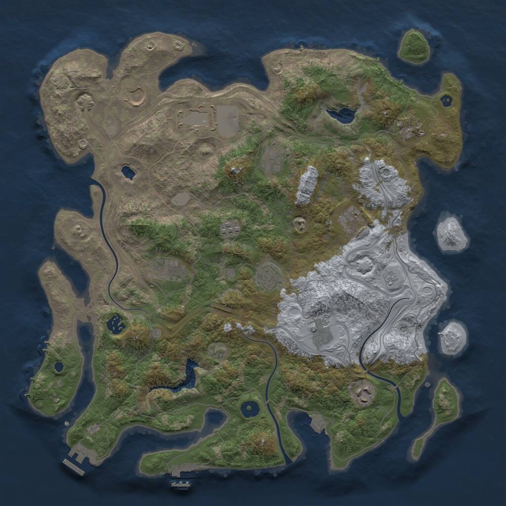 Rust Map: Procedural Map, Size: 4250, Seed: 53768, 17 Monuments