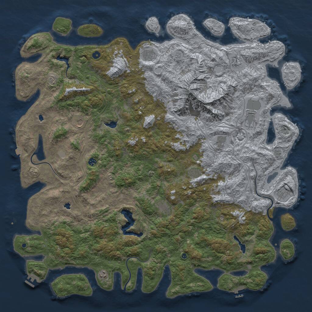 Rust Map: Procedural Map, Size: 6000, Seed: 63462, 17 Monuments