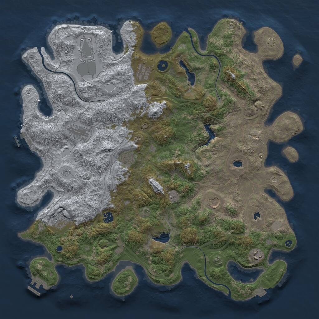 Rust Map: Procedural Map, Size: 4500, Seed: 1300737946, 15 Monuments