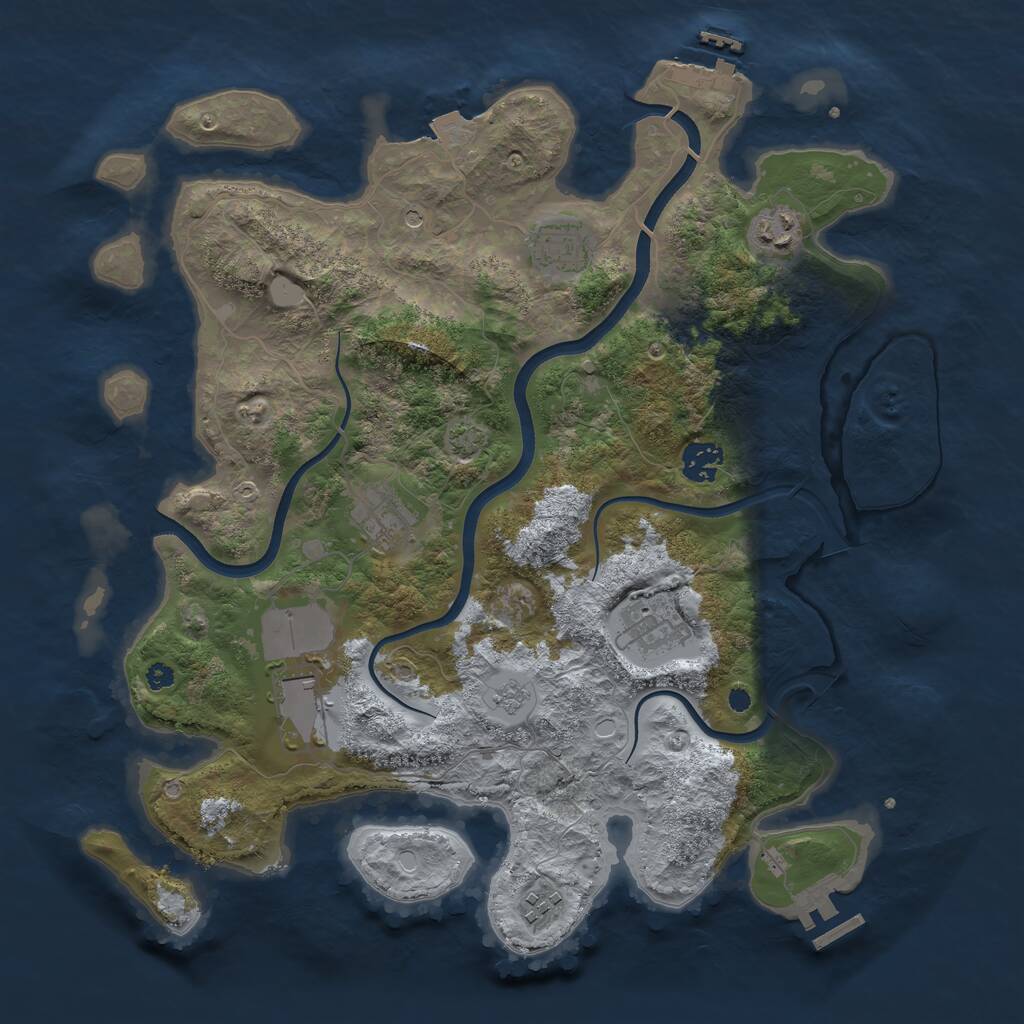 Rust Map: Procedural Map, Size: 3700, Seed: 1076711794, 13 Monuments