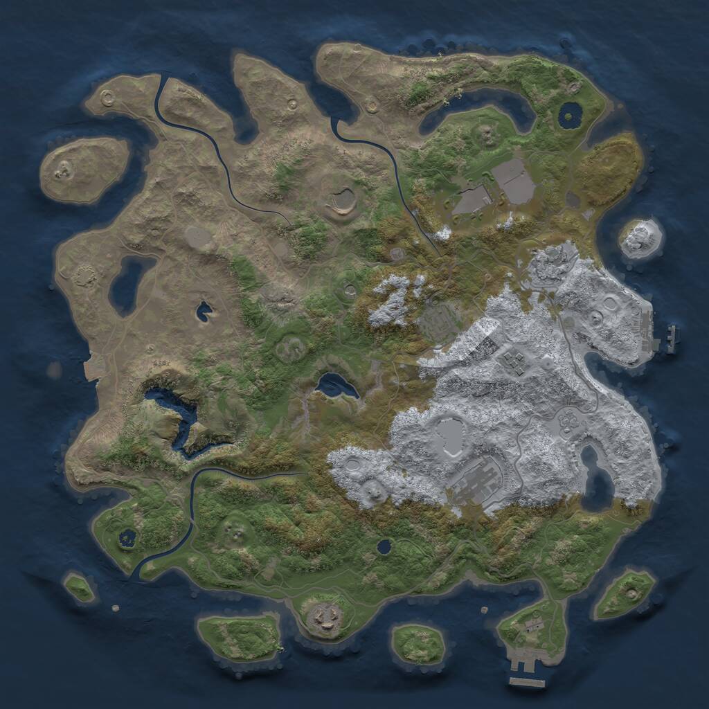 Rust Map: Procedural Map, Size: 4050, Seed: 1776997125, 13 Monuments
