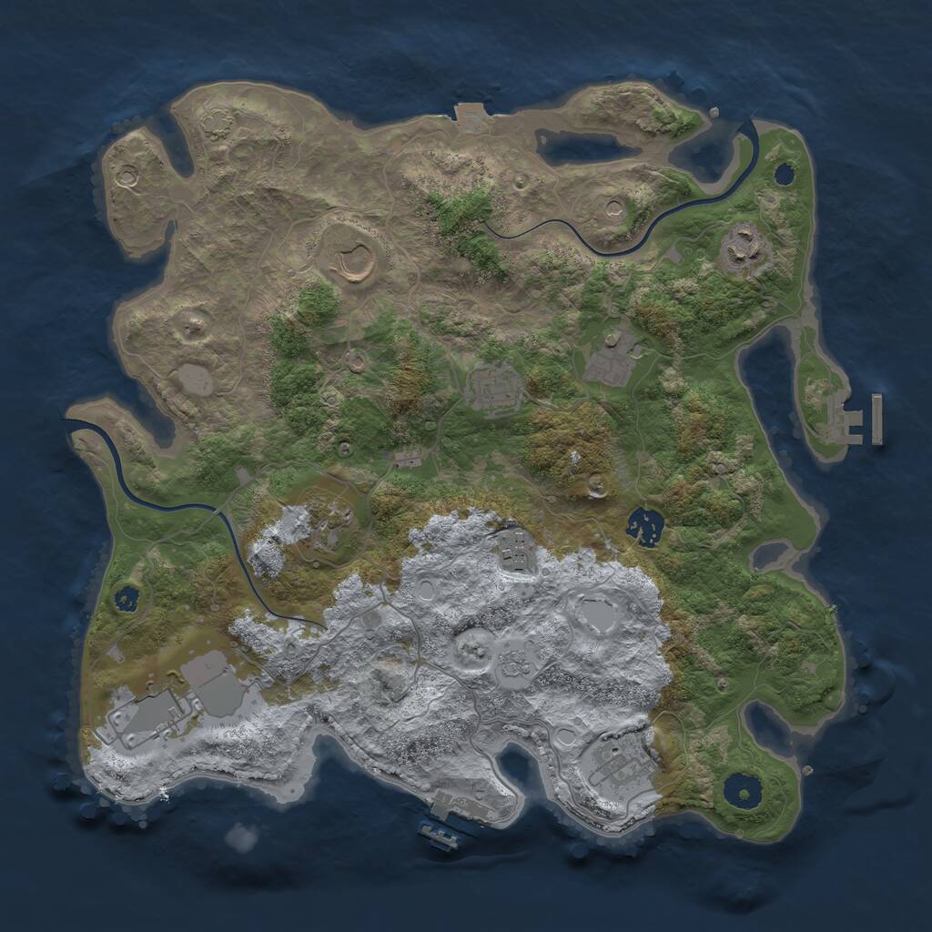 Rust Map: Procedural Map, Size: 3700, Seed: 456107221, 15 Monuments