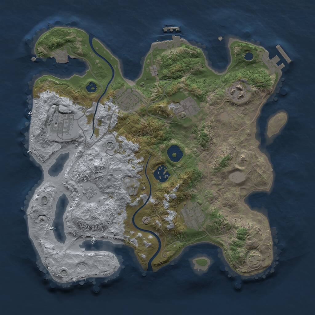 Rust Map: Procedural Map, Size: 3000, Seed: 835284430, 12 Monuments
