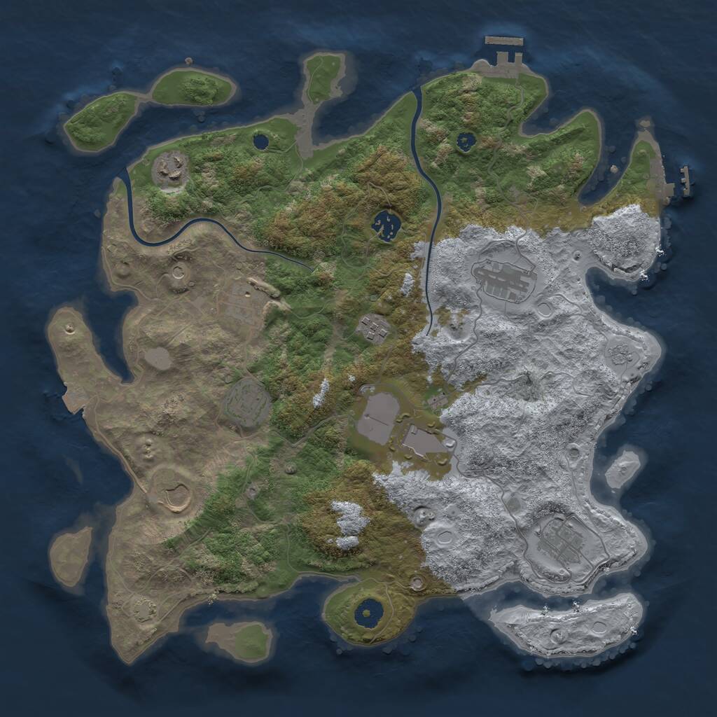 Rust Map: Procedural Map, Size: 3800, Seed: 65736632, 15 Monuments