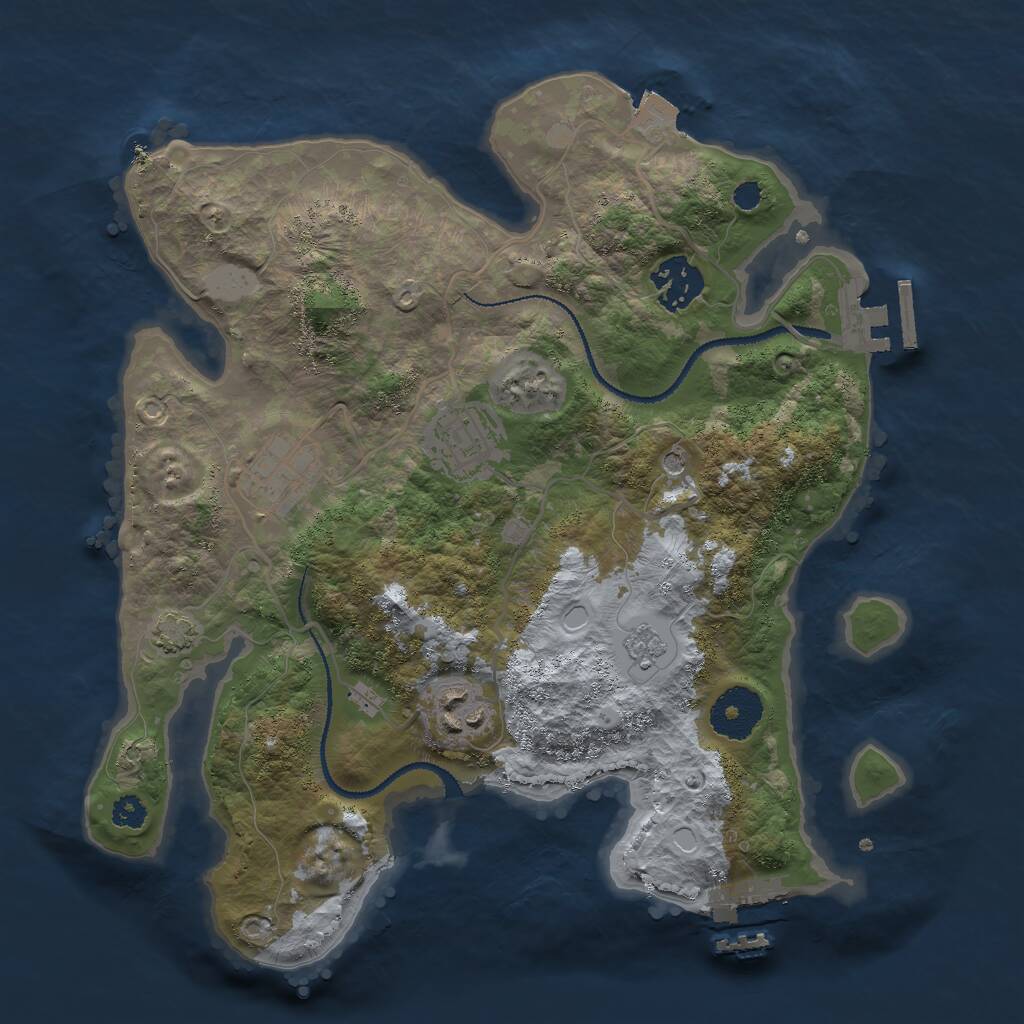 Rust Map: Procedural Map, Size: 3000, Seed: 1833205144, 10 Monuments
