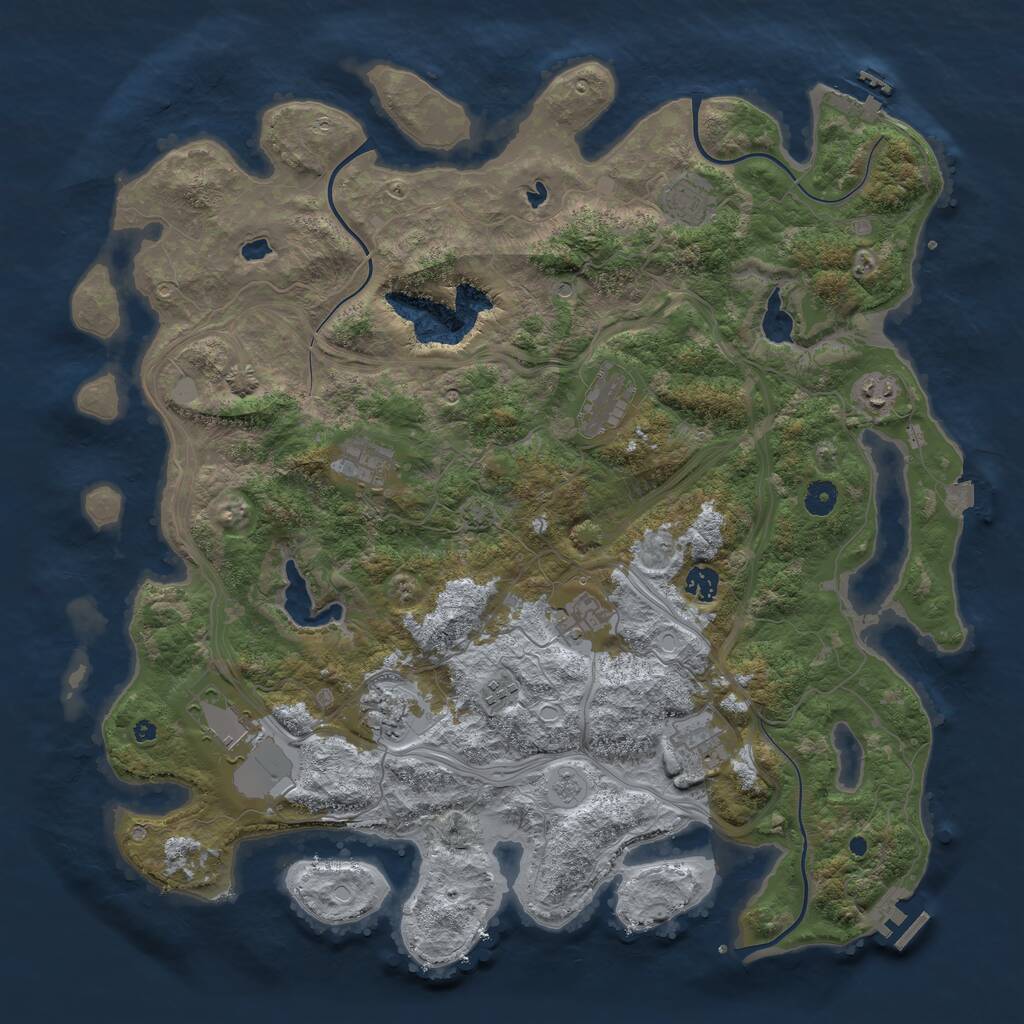 Rust Map: Procedural Map, Size: 4500, Seed: 1076711794, 16 Monuments