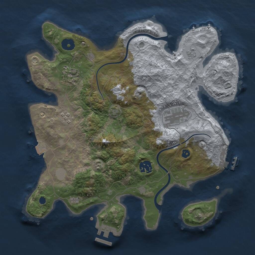 Rust Map: Procedural Map, Size: 3000, Seed: 678910, 9 Monuments