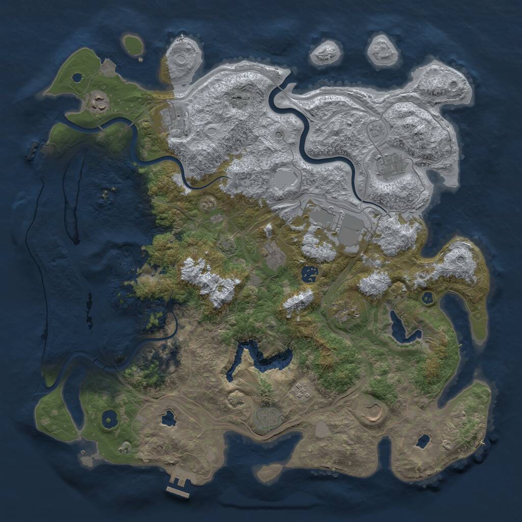 Rust Map: Procedural Map, Size: 4500, Seed: 1189300586, 16 Monuments