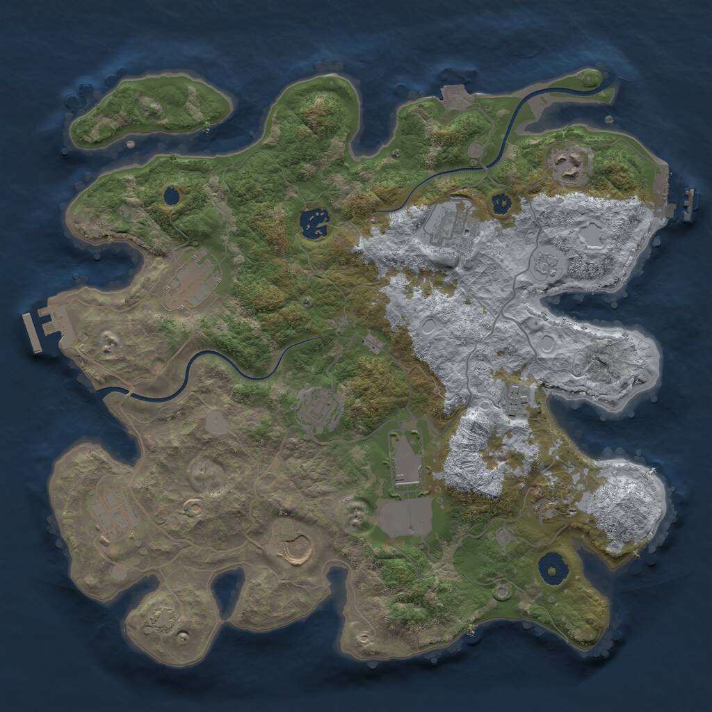 Rust Map: Procedural Map, Size: 3500, Seed: 1680070121, 15 Monuments