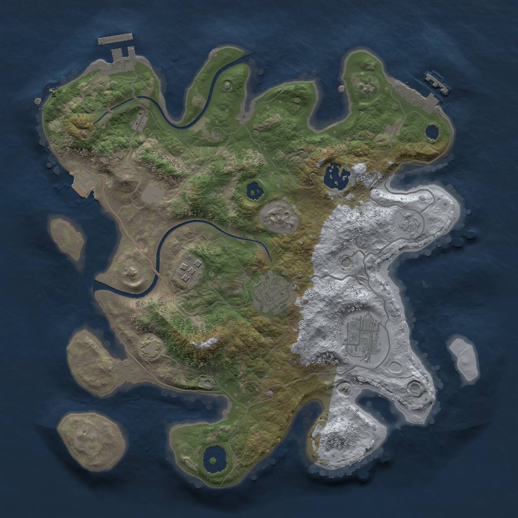 Rust Map: Procedural Map, Size: 3000, Seed: 262, 10 Monuments