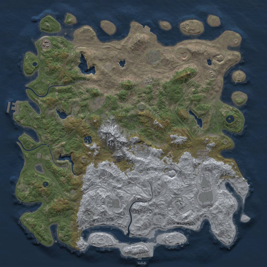Rust Map: Procedural Map, Size: 5000, Seed: 5345353, 17 Monuments