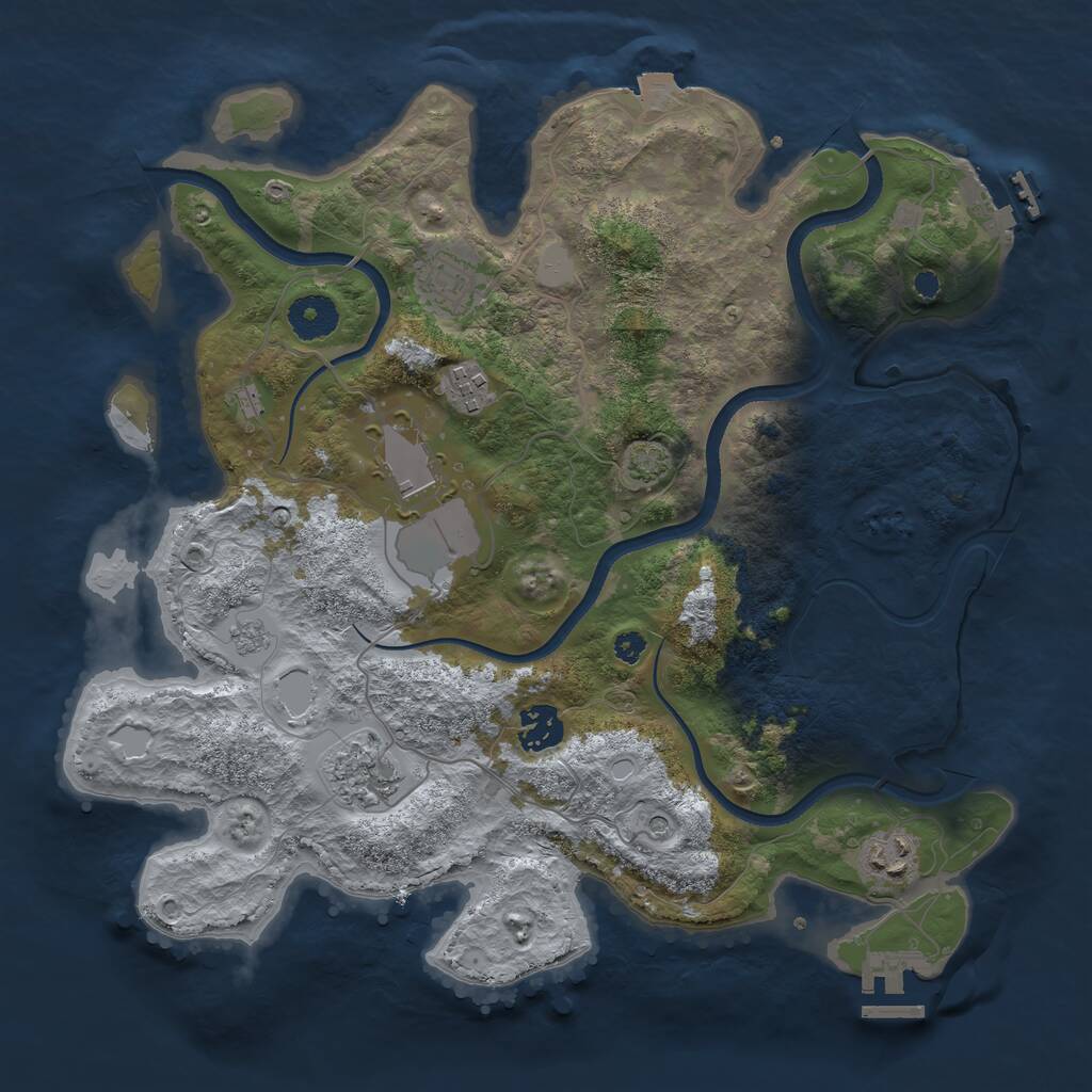 Rust Map: Procedural Map, Size: 3500, Seed: 910604441, 12 Monuments