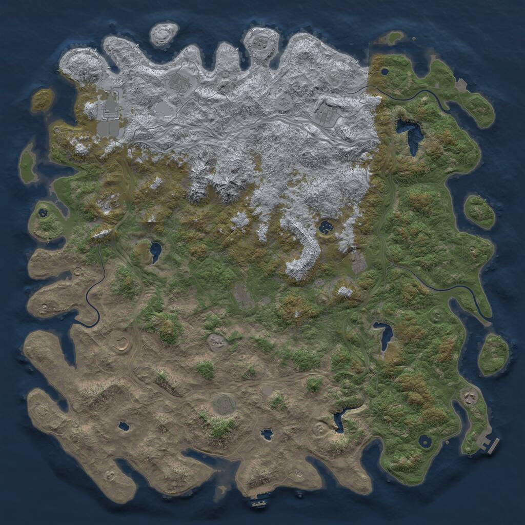 Rust Map: Procedural Map, Size: 6000, Seed: 2077315376, 17 Monuments