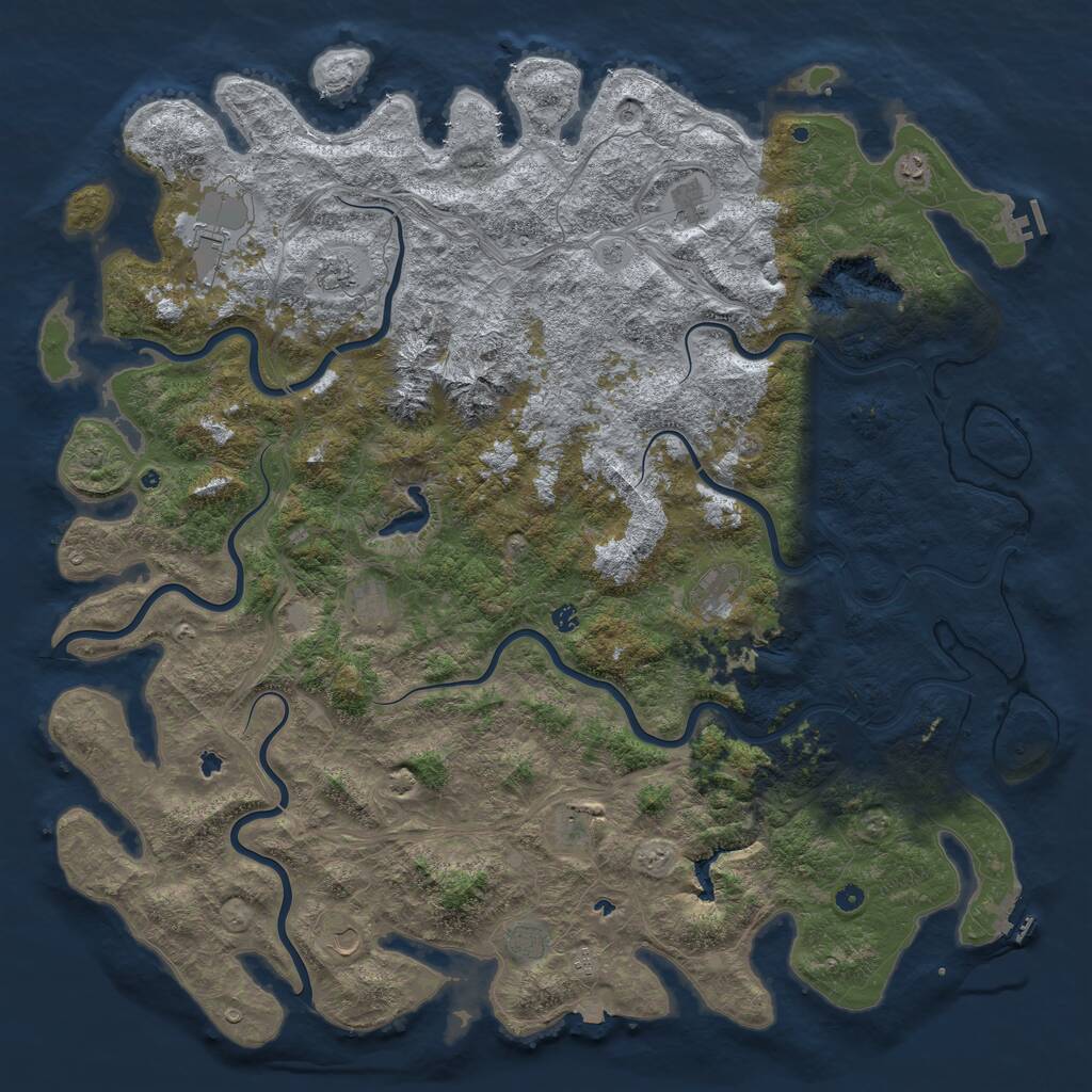 Rust Map: Procedural Map, Size: 6000, Seed: 2077315376, 17 Monuments
