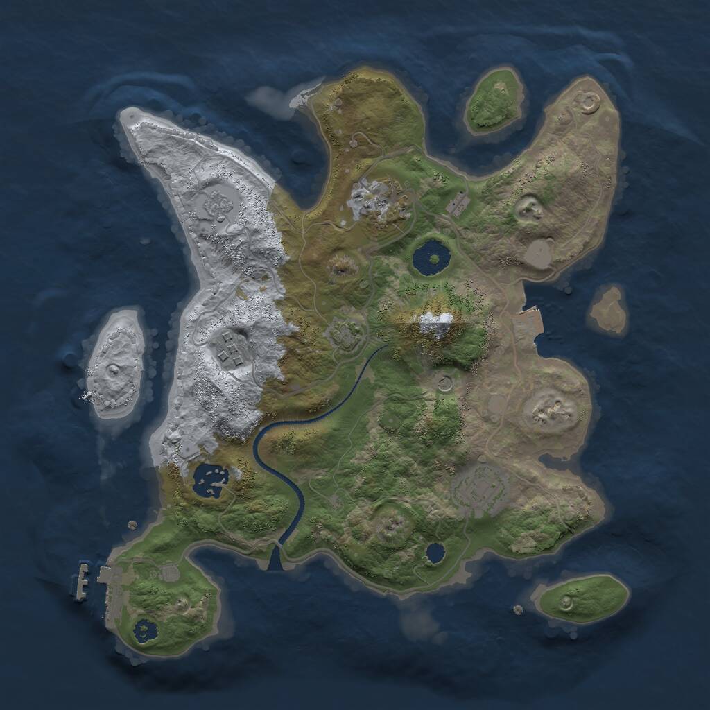 Rust Map: Procedural Map, Size: 3000, Seed: 50005, 9 Monuments