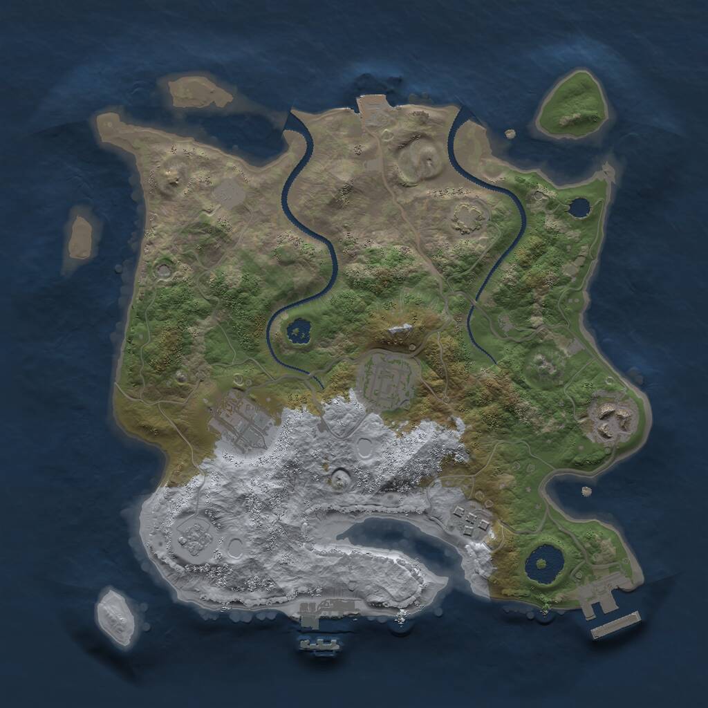 Rust Map: Procedural Map, Size: 2800, Seed: 30000, 9 Monuments