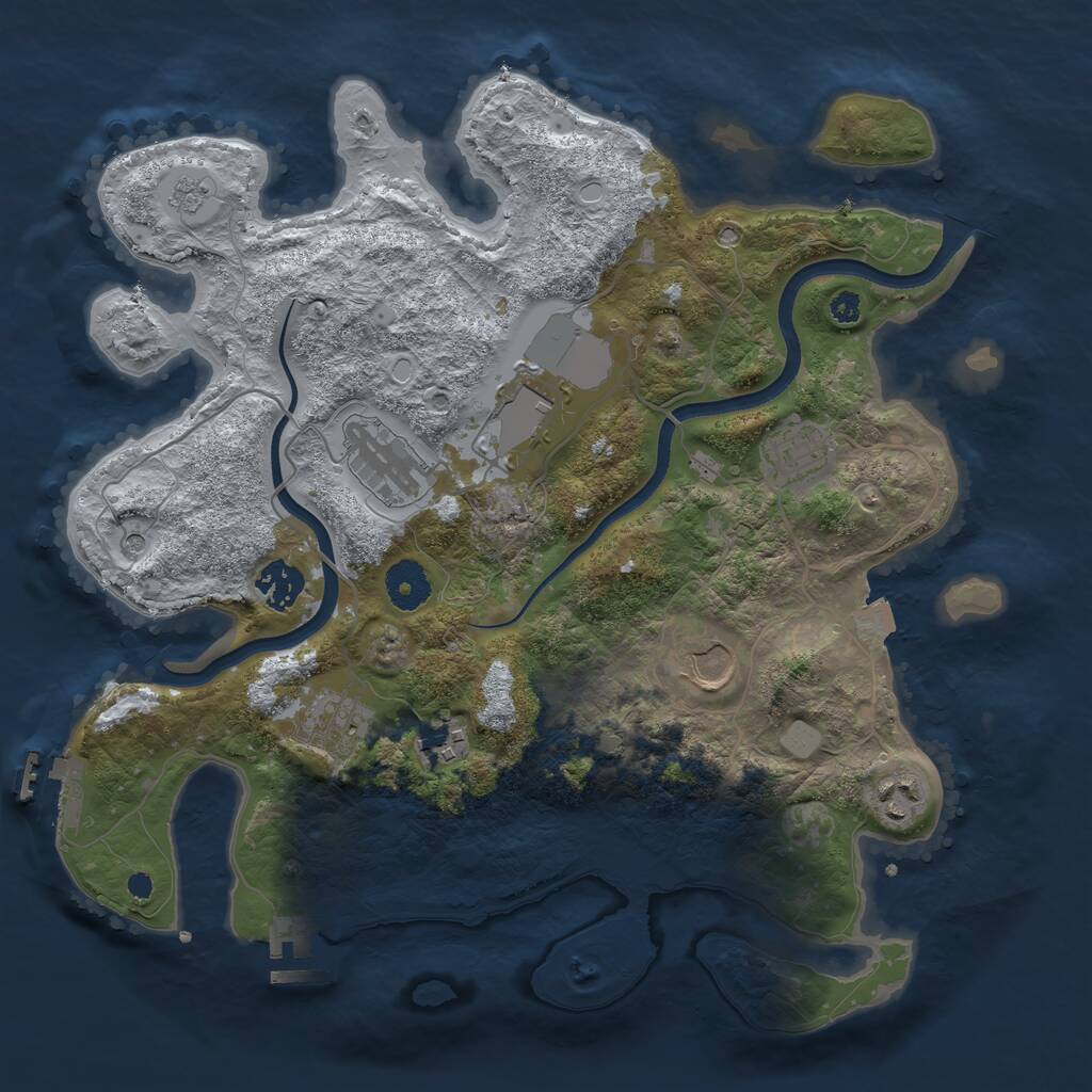 Rust Map: Procedural Map, Size: 3500, Seed: 500050, 14 Monuments