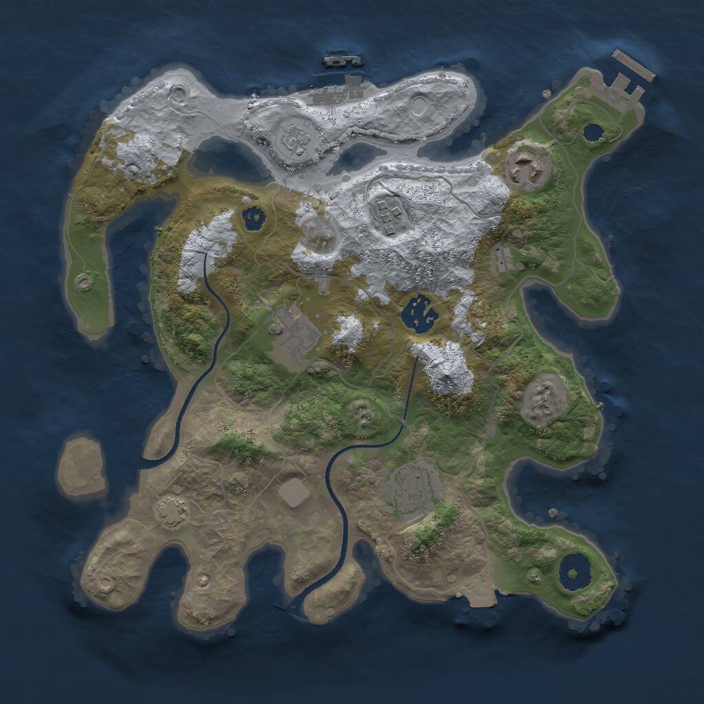Rust Map: Procedural Map, Size: 3000, Seed: 115453534, 10 Monuments