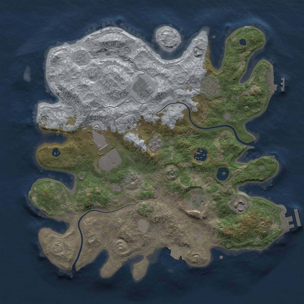Rust Map: Procedural Map, Size: 3500, Seed: 104765853, 13 Monuments