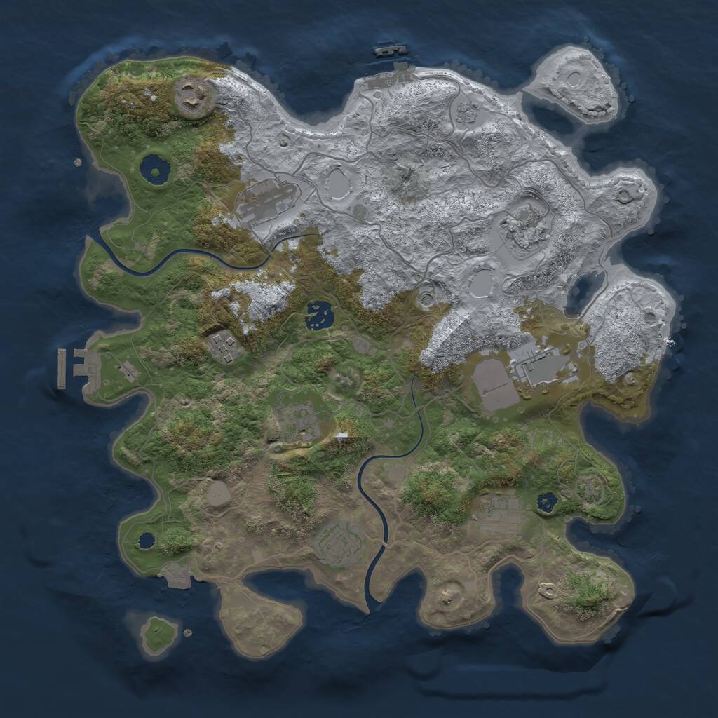 Rust Map: Procedural Map, Size: 3600, Seed: 438093074, 15 Monuments