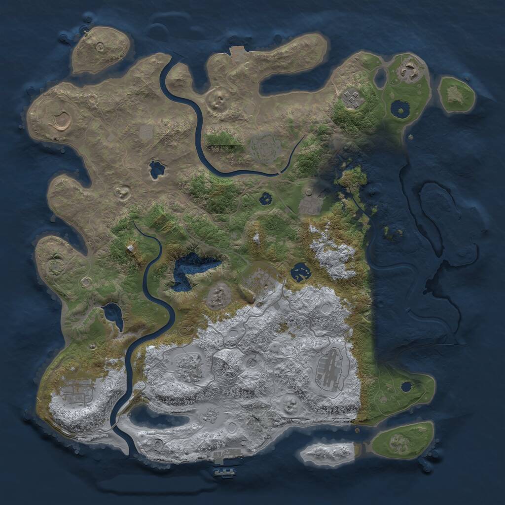Rust Map: Procedural Map, Size: 4000, Seed: 1243974631, 16 Monuments
