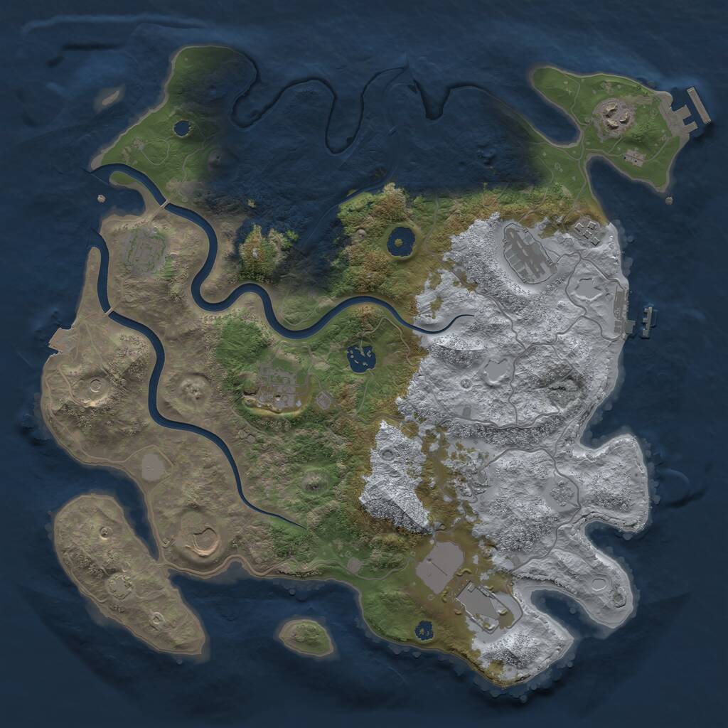 Rust Map: Procedural Map, Size: 3800, Seed: 17516, 15 Monuments
