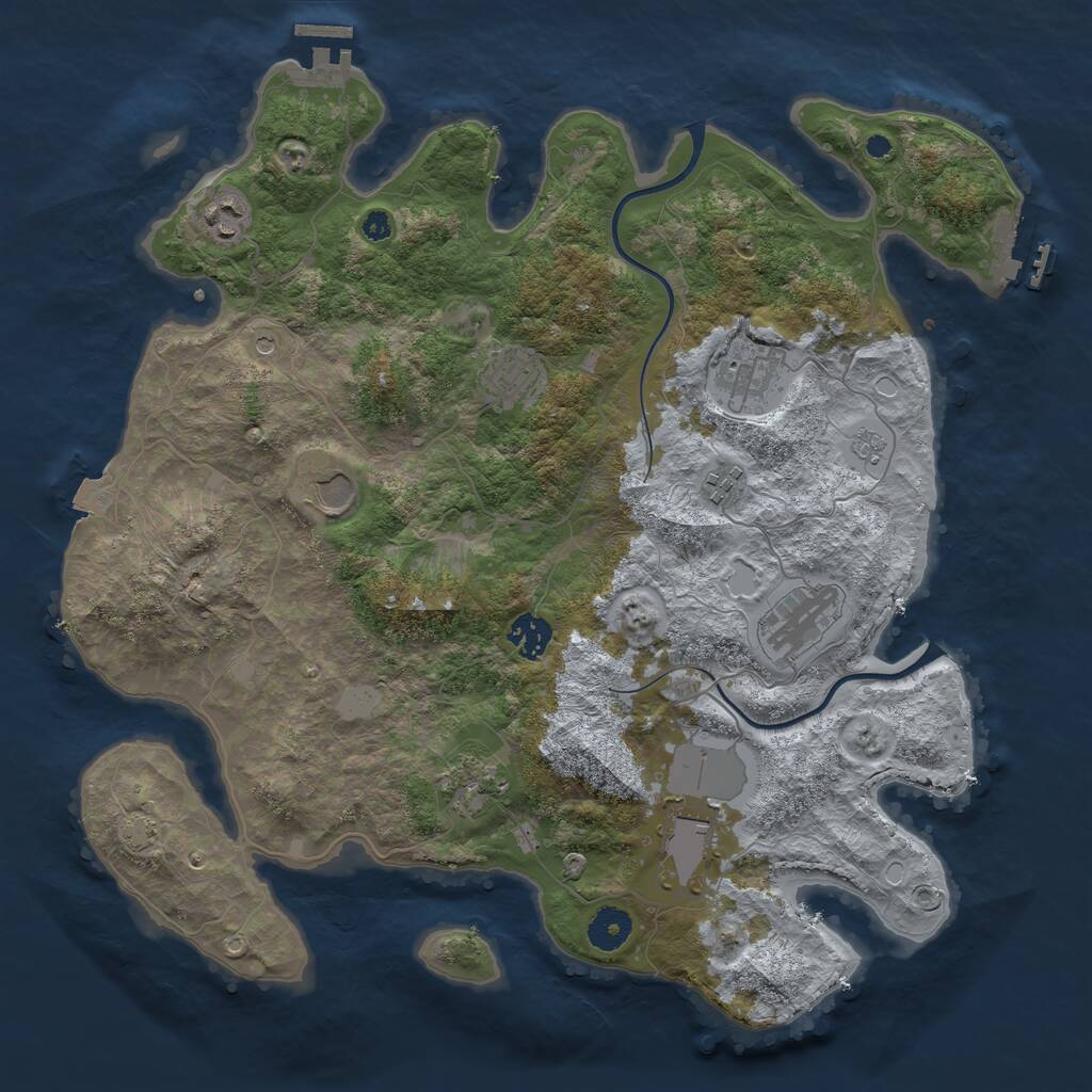 Rust Map: Procedural Map, Size: 3800, Seed: 17516, 15 Monuments