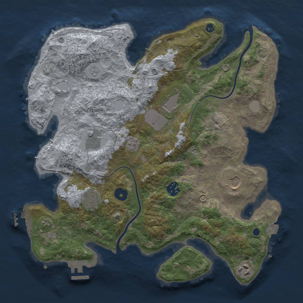 Rust Map: Procedural Map, Size: 3500, Seed: 1684902, 13 Monuments