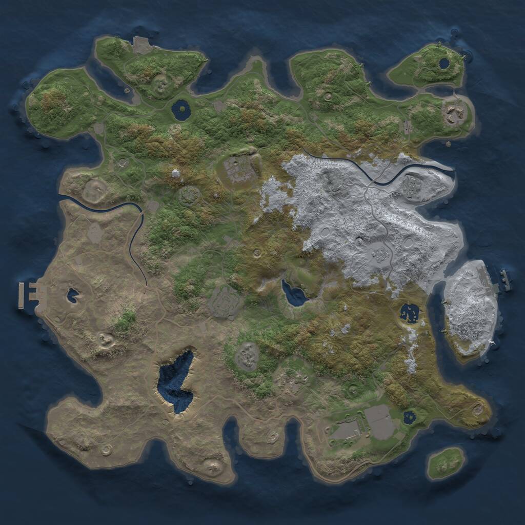 Rust Map: Procedural Map, Size: 4000, Seed: 55677, 13 Monuments