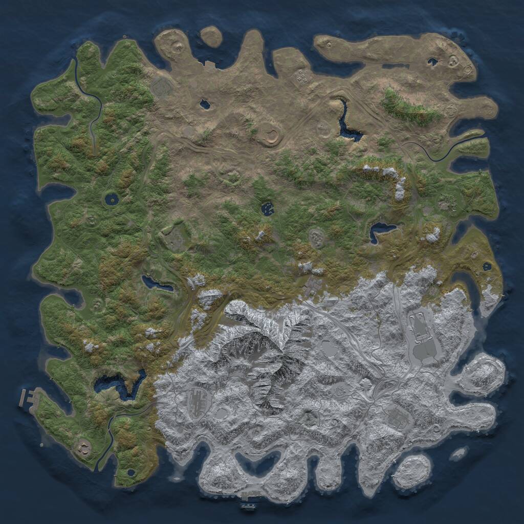 Rust Map: Procedural Map, Size: 6000, Seed: 1346798525, 17 Monuments