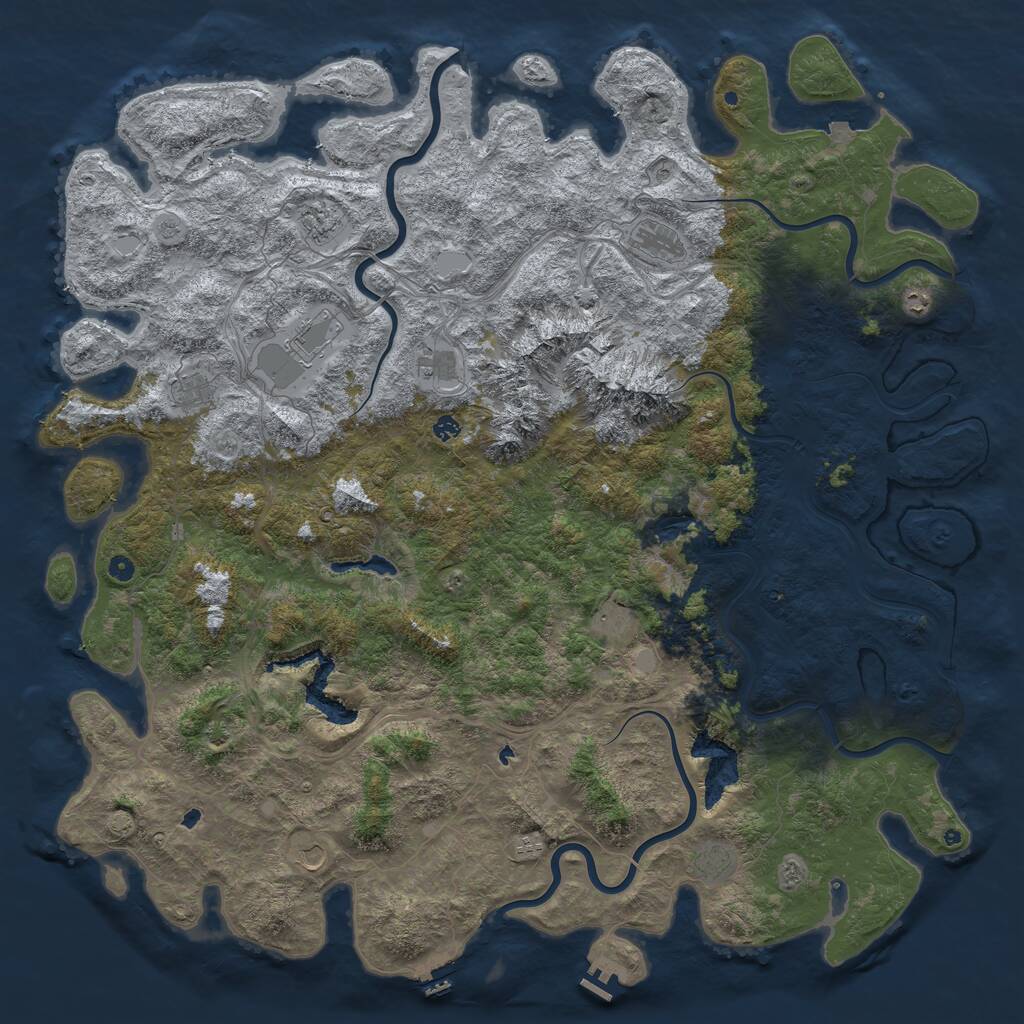 Rust Map: Procedural Map, Size: 6000, Seed: 1390828258, 17 Monuments