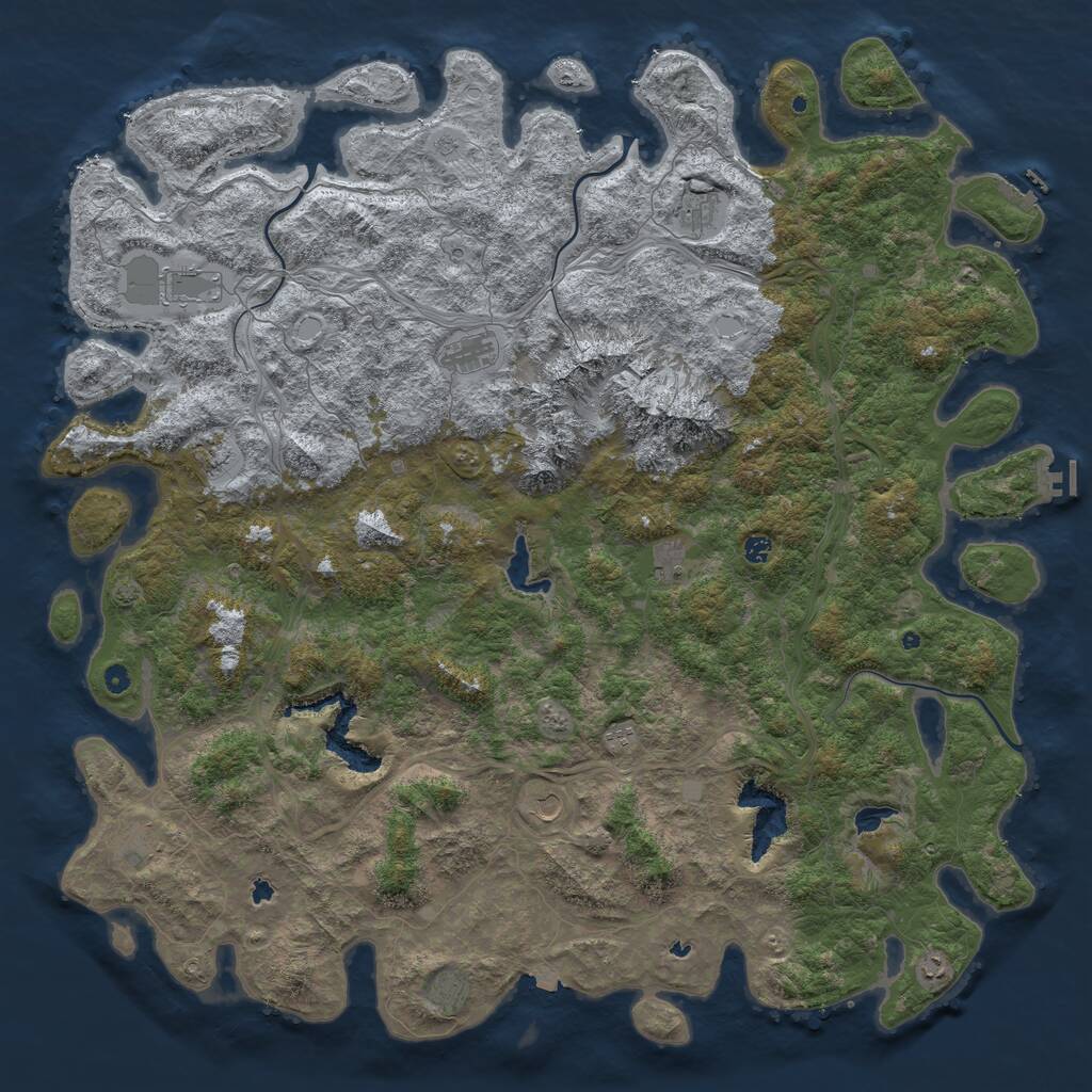 Rust Map: Procedural Map, Size: 6000, Seed: 1390828258, 17 Monuments