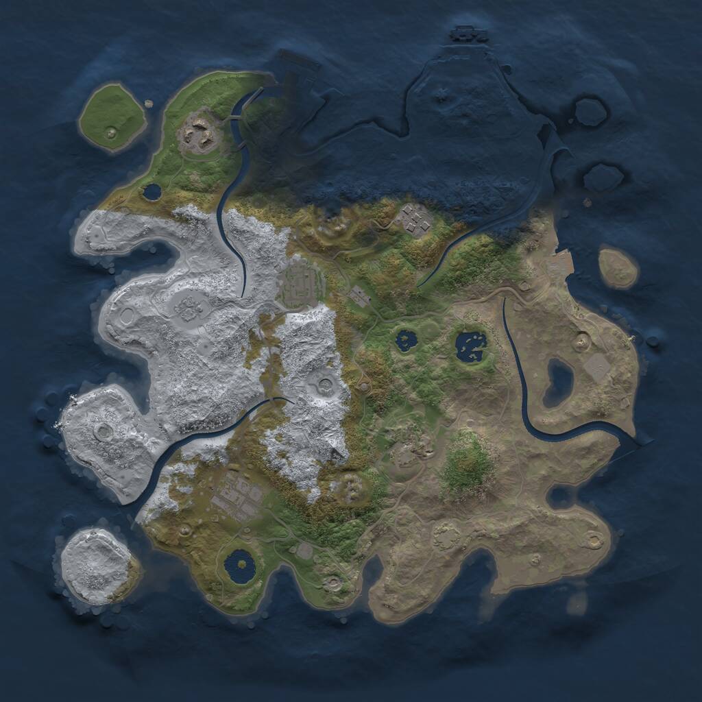 Rust Map: Procedural Map, Size: 3300, Seed: 166883181, 12 Monuments