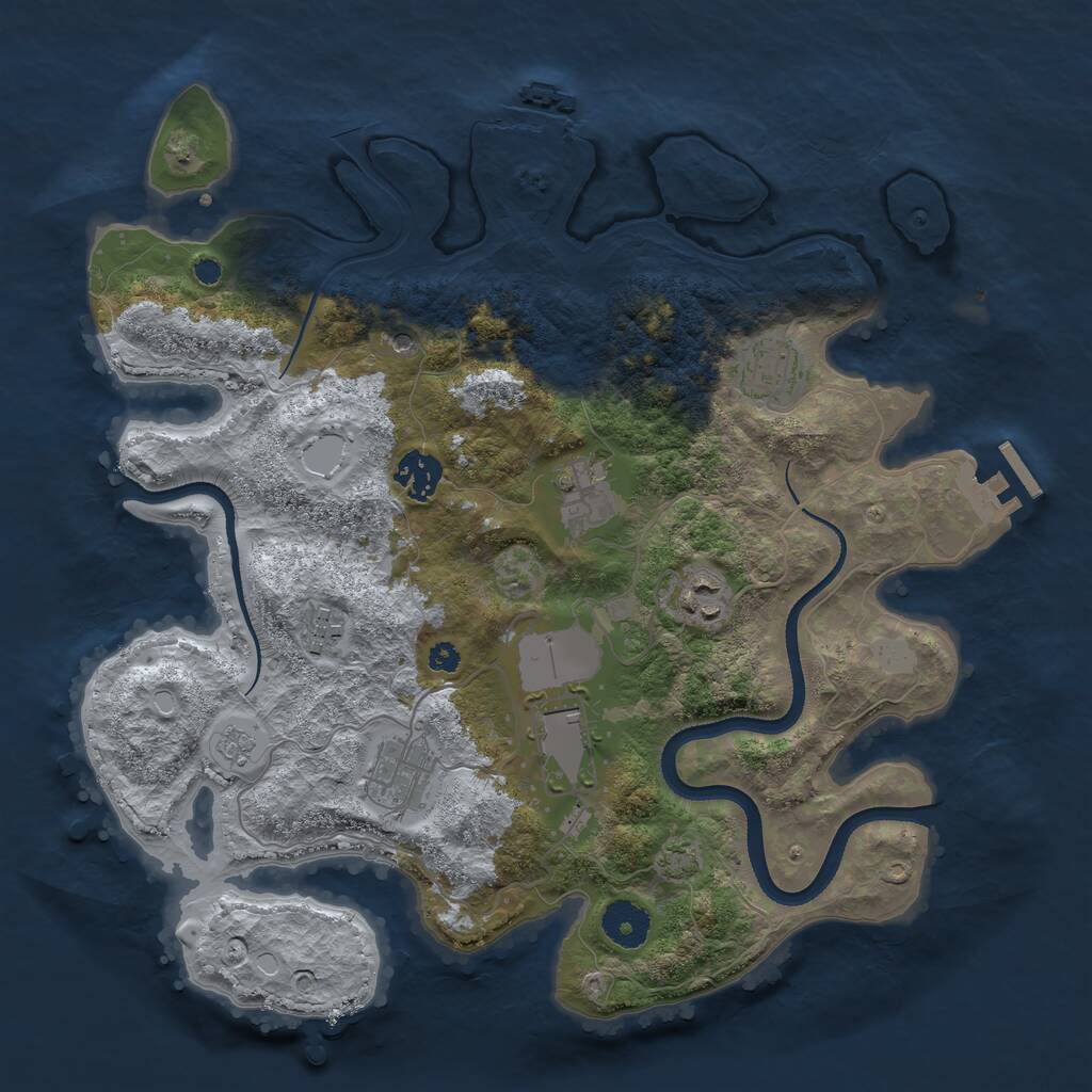 Rust Map: Procedural Map, Size: 3500, Seed: 1473493552, 13 Monuments